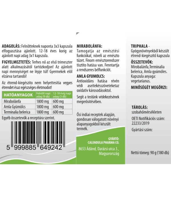 Triphala – tisztító, méregtelenítő, megújító kapszula